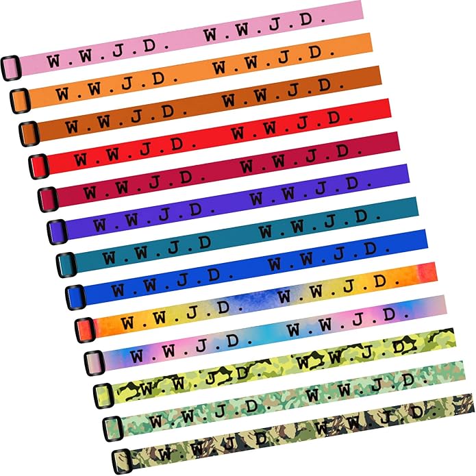 HyDren 100 Pieces Webbing Bracelets What Would Jesus Do Bracelets Christian Jesus Bracelets Religious Charm for Men Women Boys and Girls