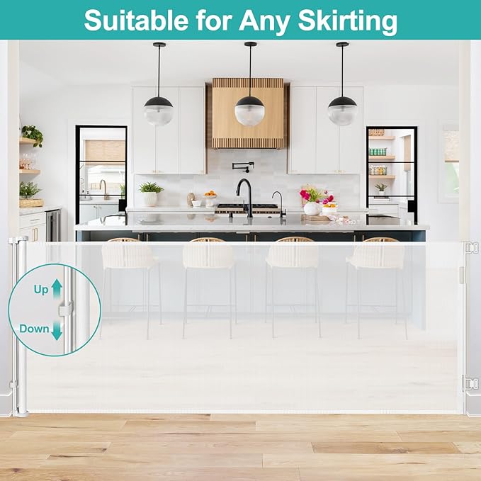 42" Tall X 95" Wide Extra Tall Baby Gate Extra Long Baby Gates for Large Openings Tall Retractable Baby Gate Retractable Dog Gate Long Baby Gates Indoor Extra Long Dog Gate Child Gates for Doorways