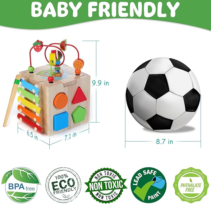 Batlofty Wooden Activity Cube, 8-in-1 Montessori Toys for 1+ Year Old Boys & Girls, Educational Learning Toys for Toddlers Age 1-2, 1st Birthday Gift | Bonus Sorting & Stacking