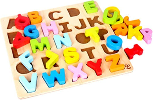 Hape Wooden Alphabet Puzzle| Wooden ABC Letters Colorful Educational Learning Puzzle Toy Board for Toddlers