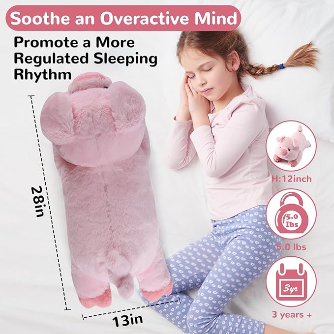 Pig Weighted Stuffed Animals - 28 Inch 5.0 Pounds Weighted Plushies Pig - Large Plush Stuffed Animals Pillow - Cute Plush Toys Gifts for Kids & Adults