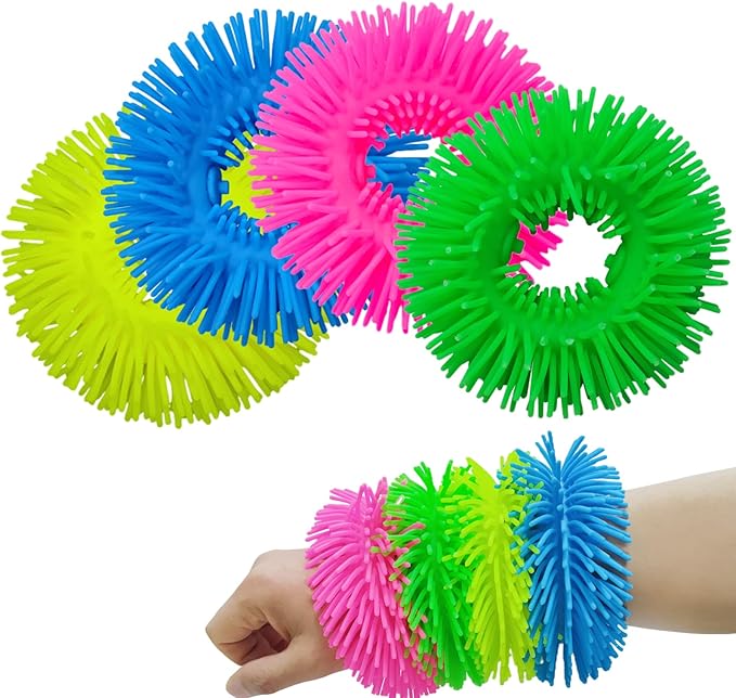 4Pack Squishy Sensory Bracelets Toys Stretchy Fidget Soft Bracelet Stress Relief for Kids