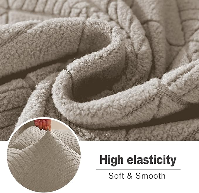 NORTHERN BROTHERS Oversized Recliner Cover - Lazy Boy Recliner Covers That Stay in Place, 4 Pieces Large Recliner Chair Covers 1 Seater, Khaki