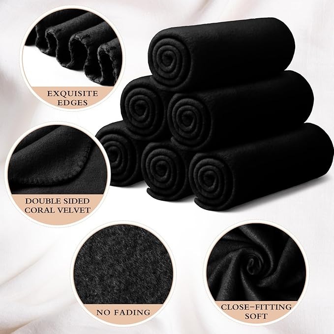 Buryeah 10 Pcs Fleece Blanket Bulk Soft Warm Fleece Blankets Cozy Lightweight Throw Blankets Plush Pet Throw Blanket for Home Bed Sofa Office Wedding Gifts Travel(50" X 60",Gray Black)