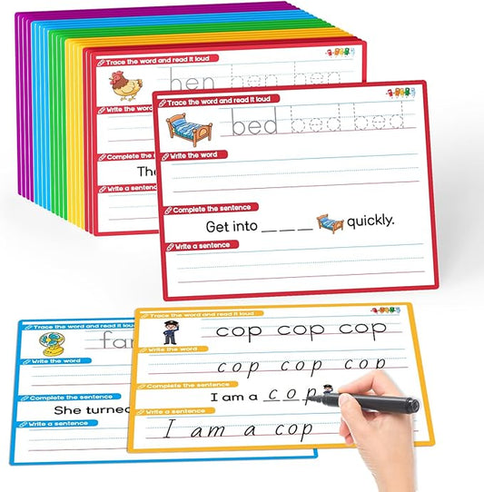 CVC Word Games Sentence Building for Kids, Handwriting Practice Writing to Learn Tracing Sight Words Phonics Flash Cards, Pre k Preschool Kindergarten Homeschool Learning Activities