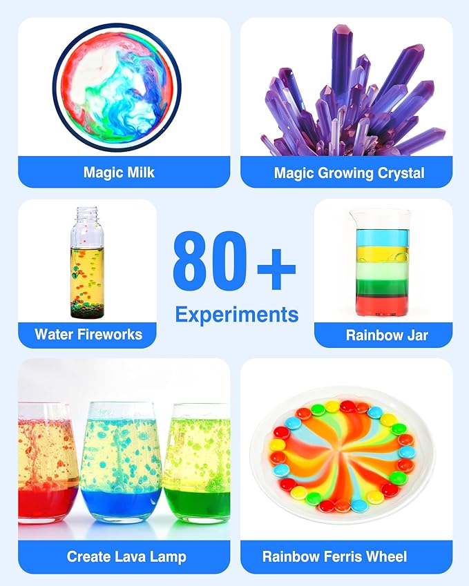80+ Science Experiment Kit for Kids Ages 5-6-7-8, STEM Learning and Educational Toys, First Science Kit for Boys Girl Birthday Gifts