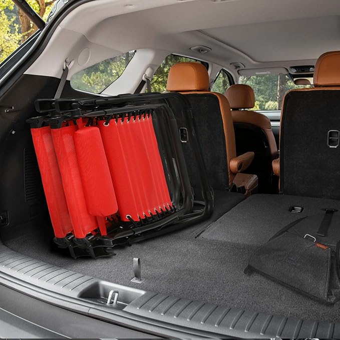 Athena Collection Zero Gravity Outdoor Lounge Chair Set of 2 with Canopy Shade, 25" Width Pool Lounge Lawn Chairs Reclining with Cup Holder, Outdoor Chaise for Beach Patio Outside, Red