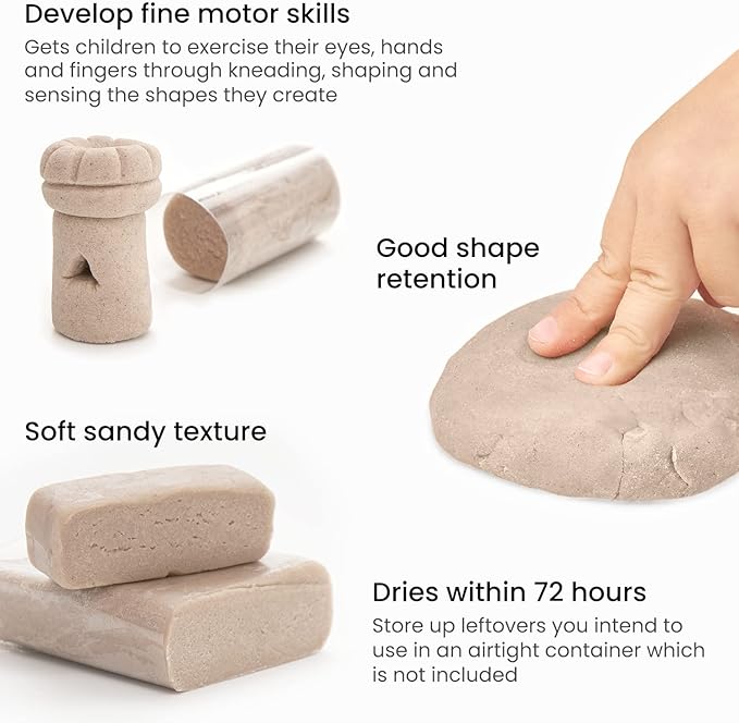 Arteza Kids Air-Dry Modeling Clay Kit, 2 x 0.8-oz Packs, Handprint and Baby Footprint Kit, Paw Print Keepsake, with Sandy Clay Tools and Accessories for Kids’ Crafts and Sensory Play