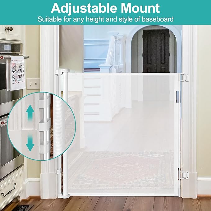 42 Inch Extra Tall Retractable Baby Gate 55" Wide Retractable Dog Gate Extra Tall Baby Gate for Dogs Indoor Extra Tall Dog Gate for Doorway Extra Tall Pet Gate Dog Gates for The House Retractable Gate