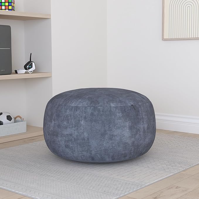 Large Bean Bag Chair: 3 ft Memory Foam Bean Bag Chairs for Adults/Kids,Bean Bag Chair with Fillings,Soft Faux Fur Fabric - Dutch Velvet, Grey, 3 Foot