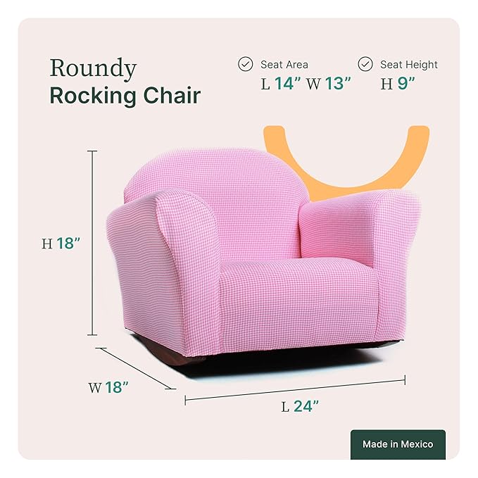Keet Bubble Kids Rocking Chair, Roundy Rocking Kid's Chair, Comfortable and Durable Rocking Chair for Kids, Easy to Coordinate, Stylish Child Rocking Chair, Kids Rocking Chairs, Ages 2-5 Years, Pink
