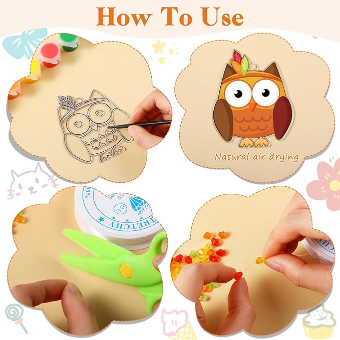 30 Set Thanksgiving Window Art Suncatchers Kits Autumn Pumpkin Maple Leaves DIY Suncatchers Craft Kits Make Your Own Suncatcher Paint Suncatchers Ornaments for Kids Thanksgiving Art Craft