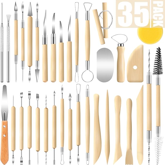 Jetmore 35 Pack Clay Tools Kit, Pottery Tools & Sculpting Tools, Polymer Modeling Clay Cutters Sculpture Set for Carving, Ceramics, Molding, DIY