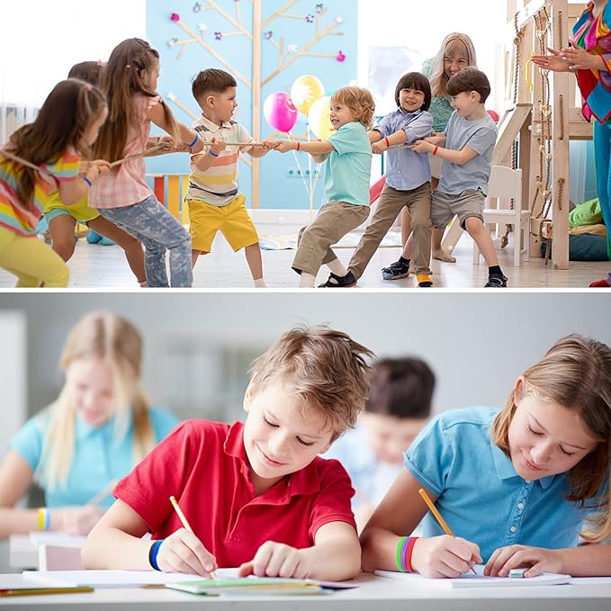 50 PCS Silicone Bracelets Wristbands for kid, Sports Rubber Elastic Wristband Bracelet for Party Decorations Favors Set Pack White