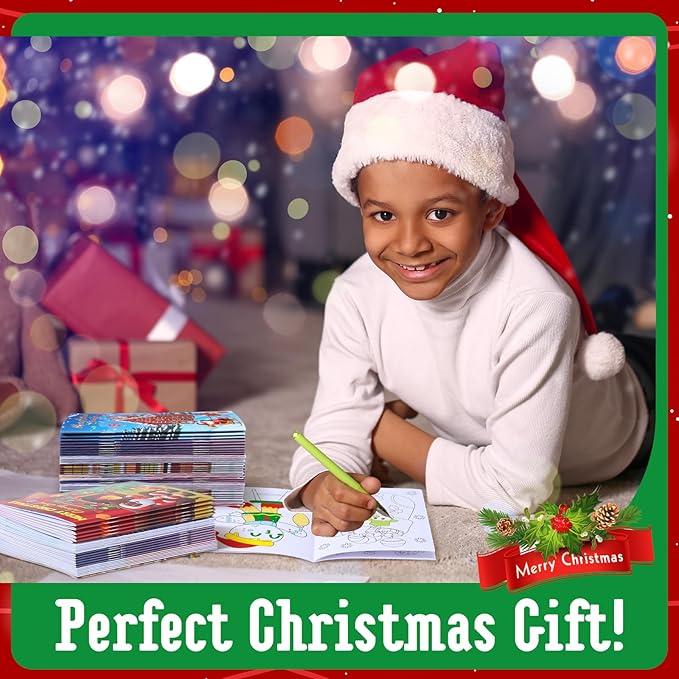 Cholemy 56 Pcs Christmas Coloring Books for Kids Party Favors Mini Christmas Coloring Books Bulk DIY Art Winter Small Coloring Books Xmas Stockings Goodie Bags Stuffers Party Supplies (African Style)