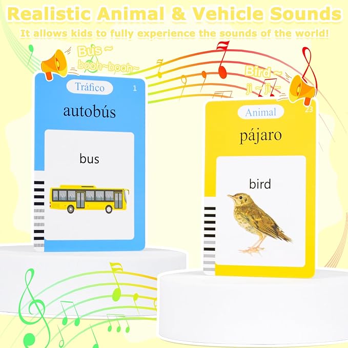 SAYEEC Toddlers Bilingual Talking Flash Cards Spanish English Montessori Toys with 510 Sight Words Kids Speech Therapy Autism Sensory Toys Learning Educational Gifts for 3 4 5 6 7 Years Old Boys Girls