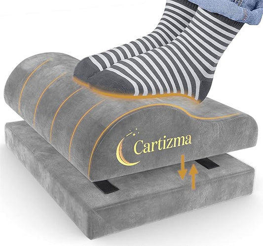 Ergonomic Foot Rest Under Desk - Non-Slip, Adjustable, Washable Covers for Pain Relief - Office, Home & Travel (Grey)