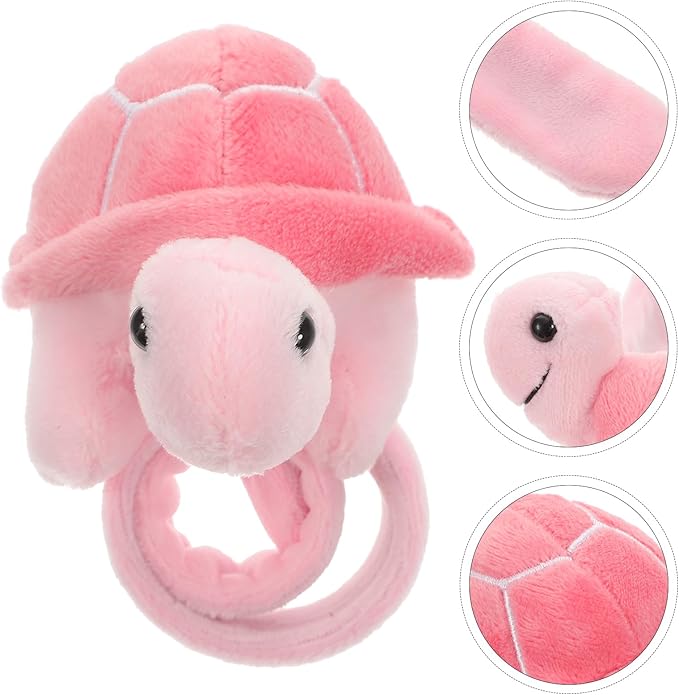 Gadpiparty Animal Slap Bracelets Turtle Snap Bands Stuffed Animals Huggers Plush Hug Slap Wristband Animal Slap for Kids Party Favors Supplies Pink