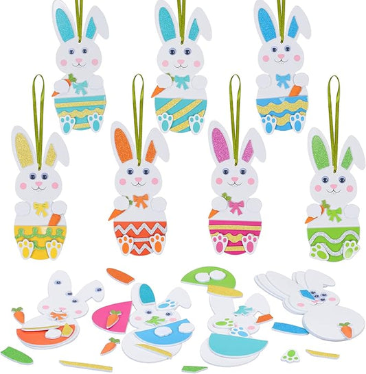 Fennoral 12 Pack Easter Bunny Craft for Kids Make You Own Easter Rabbit Foam Stickers Ornament DIY Easter Arts and Crafts for Easter Party Decoration Easter Gifts