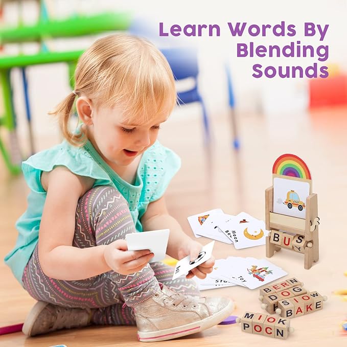 TOY Life Montessori Toys for 1 2 3 Year Old, 6-12 Months Baby Alphabet Flash Cards for Toddler, Reading Spelling Games, CVC Words for Kindergarten Preschool Learning & Education Activities Toy for Kid