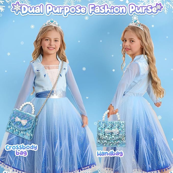 Golray Frozen Toys for Girl Gift Kids Makeup Kit & Elsa Princess Dress Up Set, Purse & Cape & Real Make up & Nail Polish & Wand, Birthday Gift Toys for Little Girls Toddlers Age 3 4 5 6 7 8 Year Old