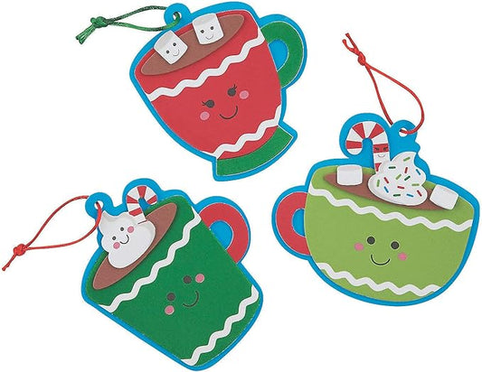 Fun Express Cute Hot Cocoa Christmas Ornaments Craft Kit - Makes 12 - Holiday Crafts for Kids
