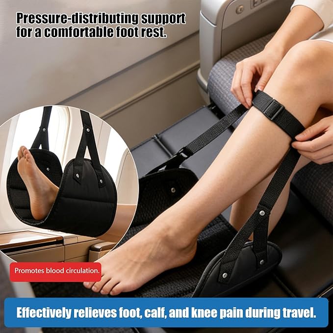 Airplane Foot Hammock - Oxford Cloth Flights Foot Rest | Slip Resistant Leg Rest for Travel, Space Saving Design Leg Sling for Airplane Travel Camping Car Bus Business Trip Office