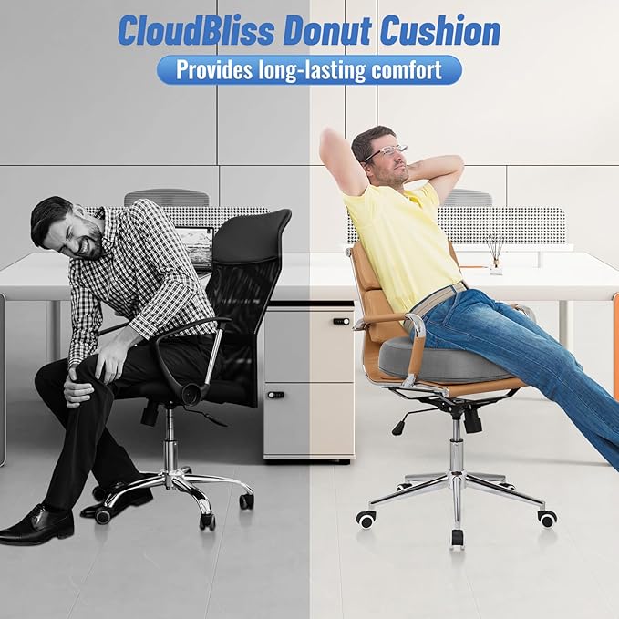 CloudBliss Donut Pillow Seat Cushion Chair Pad for Tailbone Pain Relief and Hemorrhoids, Memory Foam Seat Chair Cushion for Men and Women for Home & Office, (Light Grey-2XL)