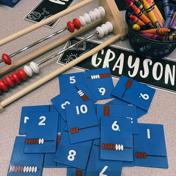 hand2mind Plastic Rekenrek Dominoes, Addition and Subtraction Games, Montessori Math & Counting Toys, Abacus for Kids Math Activities, Kindergarten Learning Games, Dominoes Classroom Set (Set of 30)