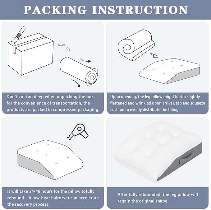 baibu Memory Foam Leg Elevation Pillow, Dual-Layer Patent Design Support Pillow to Raise Feet for Better Elevation, Circulation, Leg Swelling, or Sciatica - Wedge Design for Comfort and Recovery, 1PC