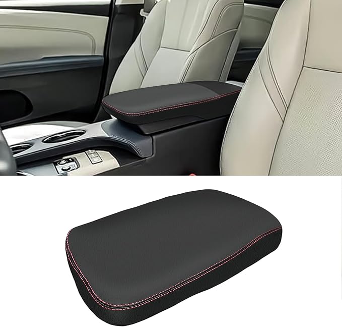 SUNBREATH Compatible with Center Console Armrest Cover for Toyota Avalon 2013 2014 2015 2016 2017 2018 Leather Arm Rest Storage Box Lids Cushion Protector Pad