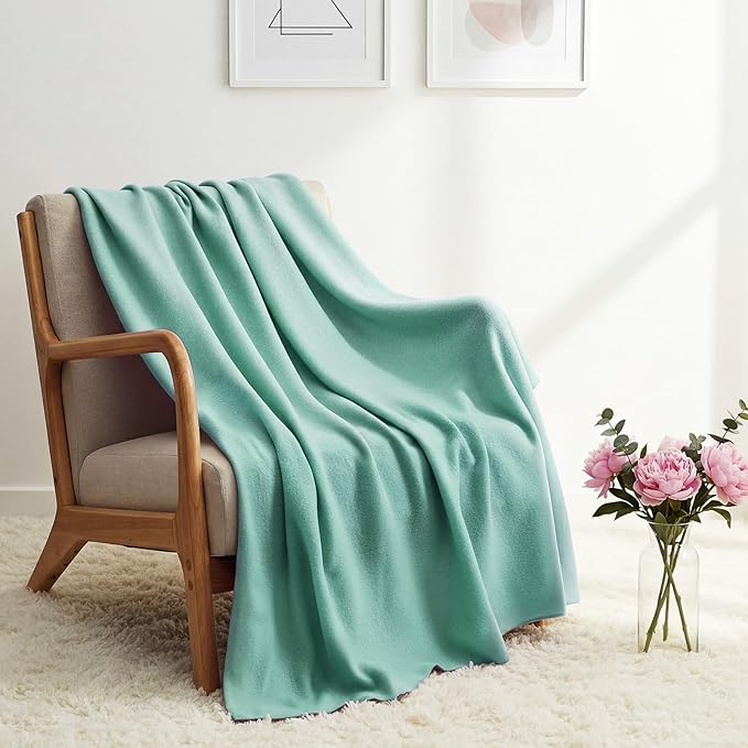Kinlop Fleece Blanket Bulk 60 x 50 Inch Soft Lightweight Fleece Cozy Blanket Warm Throw Plush Pet Throw for Bed Couch Sofa Home Office Wedding Gifts Travel Camping(Blue Green,40 Packs)