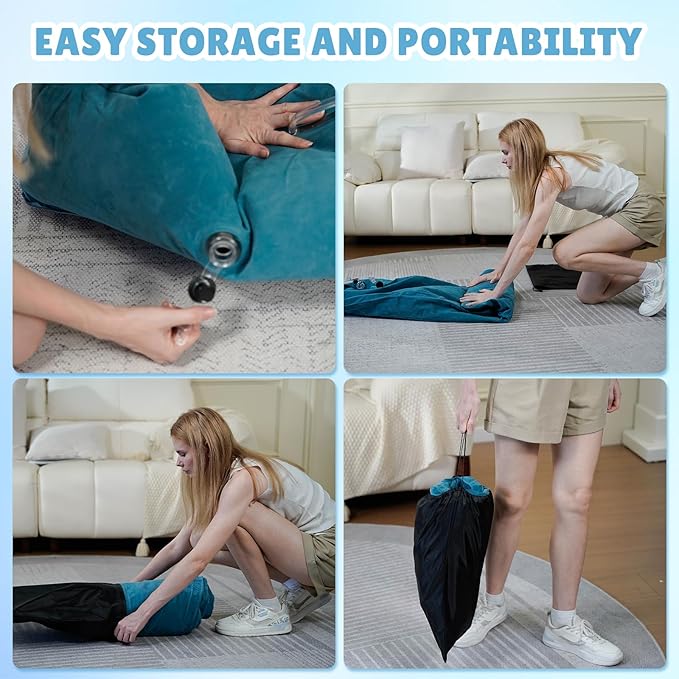 Bmag Sensory Chair for Kids, Inflatable Peapod Canoe with Neck Pillow, 60" Sensory Pod Seating ADHD Toy Gift for Autistic Children, Includes Electric Air Pump, Blue