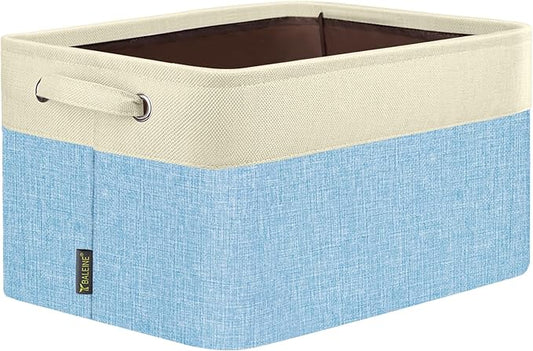 BALEINE 1 Pack Fabric Storage Bins for Shelves, Linen Storage Baskets for Organizing, Decorative Closet Bins for Clothes, Home (Skyblue, 17''x13''x10.5'')
