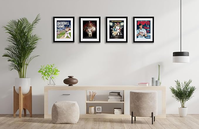 Goldfinch 2 Packs Sports Magazine Frames Displays Magazines Measuring 8 x 10.5 inches with White Core Matting,Suitable for 1994-Current Collector's Edition Sports Magazines with Installed Hangers