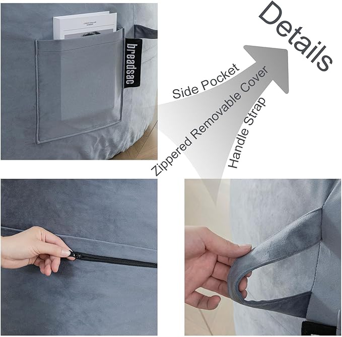 Bean Bag Chairs, Memory Foam Bean Bag Chair for Adults/Teens/Kids, High-Rebound Memory Foam Lazy Sofa Furniture for Living Room Bedroom College Dorm