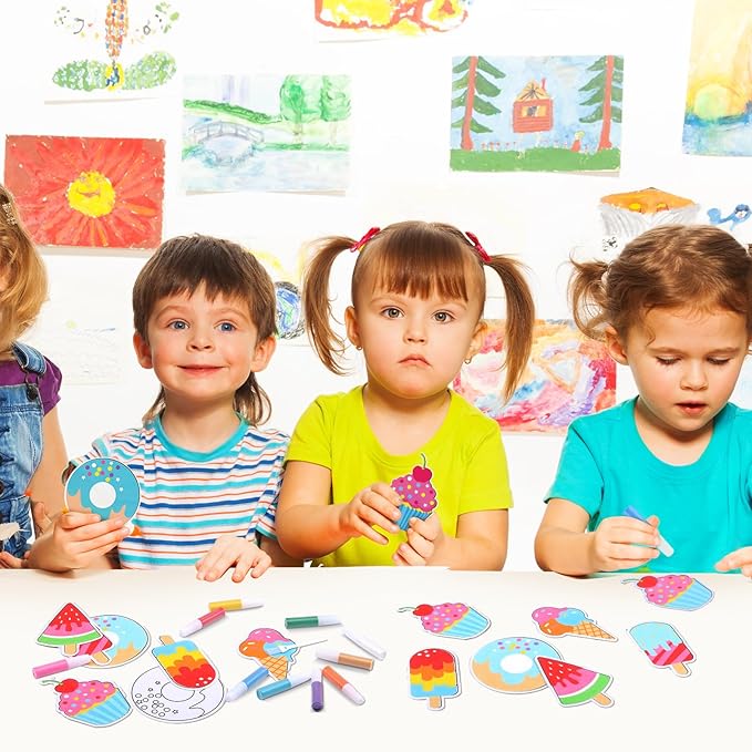 30 Sets Sand Art Kit Crafts for Kids 30 Sand Art Pictures with 23 Colored Sands DIY Sweet Treat Craft Sand Paintings with Brushes for Children DIY Arts Educational Learning Activity