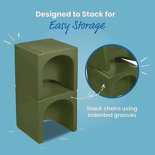 ECR4Kids Tri-Me 3-In-1 Cube Chair, Kids Furniture, Hunter Green