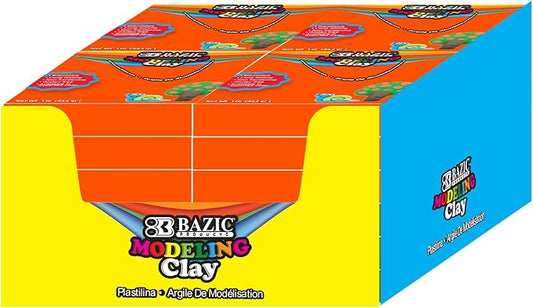 BAZIC Modeling Clay Orange Color 1 LB, Light Dough Art Craft, Non Toxic Gift for Artist Kids Toddler Boys Girls, Bulk for Classroom, 24-Pack