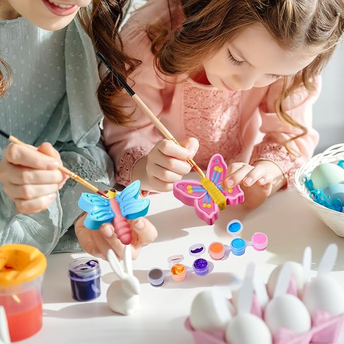 60 Pcs Plaster Painting Party Favors for Kids Birthday Party Supplies Animal Crafts for Kids DIY Painting Statues with Magnet Brushes Palette Organza Bag for Art Party Favor Bags(Insect)