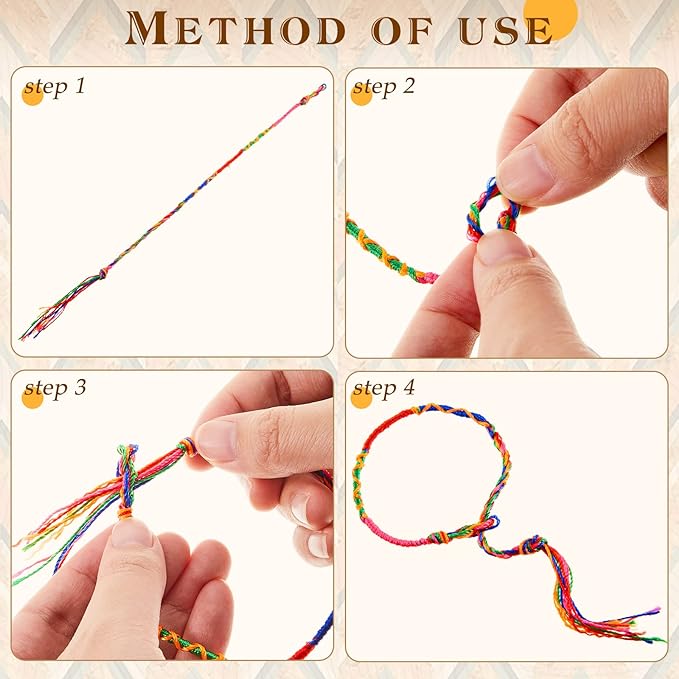 Henoyso 200 Pieces Friendship Bracelets Bulk Handmade Braided String Colorful Braid Friendship Cords Strand Bracelet Party Supply Favors for Birthday Gifts(Pattern Weave)