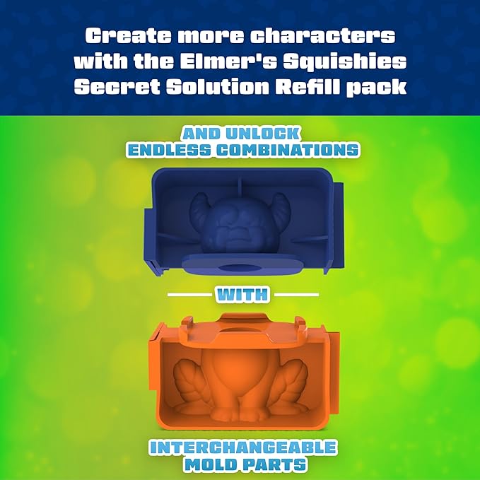 Elmer’s Squishies Mix and Match, DIY Squishy Toys, Kids Crafts, Creates 2 Mix and Match Characters, 12 Piece Kit