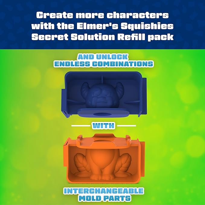 Elmer’s Squishies Mix and Match, DIY Squishy Toys, Kids Crafts, Creates 2 Mix and Match Characters, 12 Piece Kit