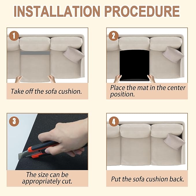 3PCS 40D 22 x 22 x 2.4in Couch Cushion Support for Sagging Seat, Large Size Arc Sofa Cushion Support, High Rebound Couch Cushion Inserts, Repair Sofa Dents to Improve Comfort, Black