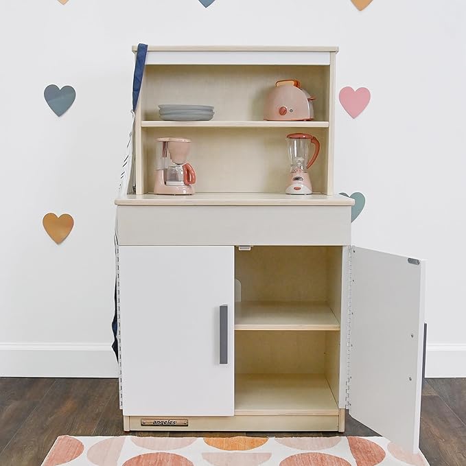 Children’s Factory Wooden Play Kitchen Hutch - Kids & Toddlers Pretend Fridge - Realistic Design & Feature - Pre-School Furniture for Classroom or Playroom- 24" W x 15" D x 44" H - Assembly Required