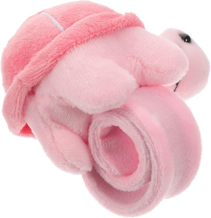 Gadpiparty Animal Slap Bracelets Turtle Snap Bands Stuffed Animals Huggers Plush Hug Slap Wristband Animal Slap for Kids Party Favors Supplies Pink