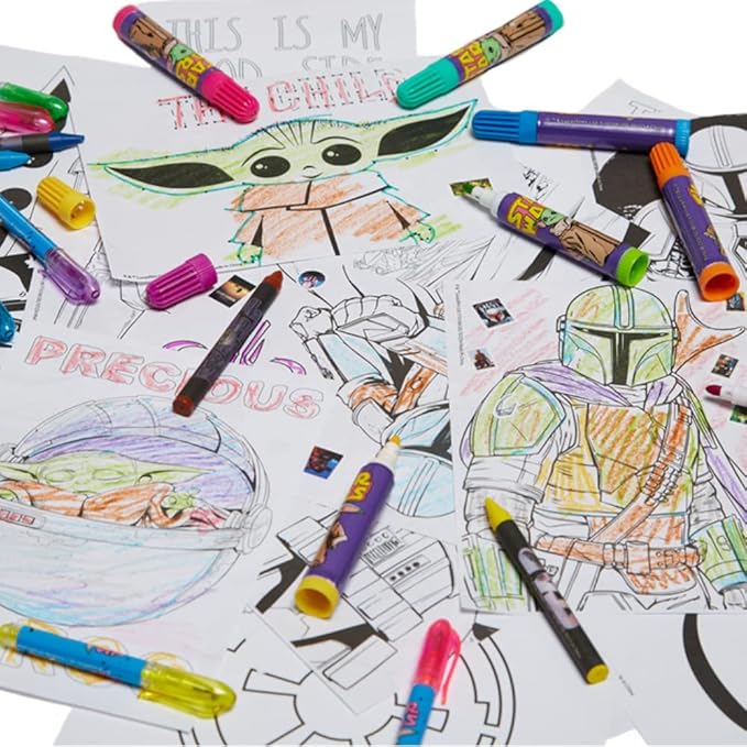 Innovative Designs Star Wars Mandalorian Baby Yoda Deluxe Activity Set for Kids with Carrying Tin, Coloring Sheets, Tattoos, Stickers, & Art Supplies, 500+ Pieces