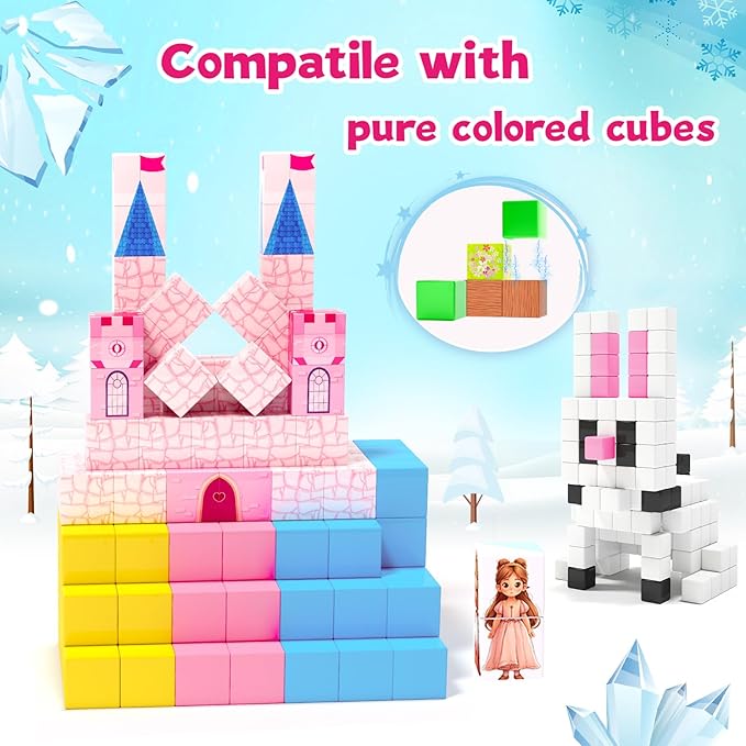 Updated Magnetic Blocks-Princess Toys, Creative Magnetic Building Blocks Toddler Toys, Birthday Gifts for Kids 3+ Years Old, STEM Montessori Sensory Toys for Boys & Girls Age 3-4 4-5 6-8