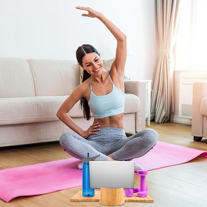 Couch Cup Holder,Bamboo Couch Arm Tray with 360° Rotating Cup Holder,Foldable Anti-Slip Sofa Arm Chair Tray for Eating Snack Drink Side Table