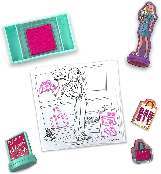 Barbie Boutique Stamp Set - Creative Stamps for Kids to Explore Imagination and Design, Kid-Friendly Stamp Kit for Arts and Crafts Fun, Featuring Fashionable Designs and More.
